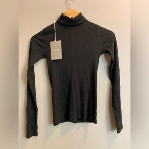 NWT Everlane Pima Cotton Ribbed Turtleneck Black Size XXS